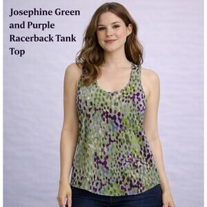 Josephine Abstract Print Racerback Tank Top | Green & Purple |‎ Women’s M (Est.)
